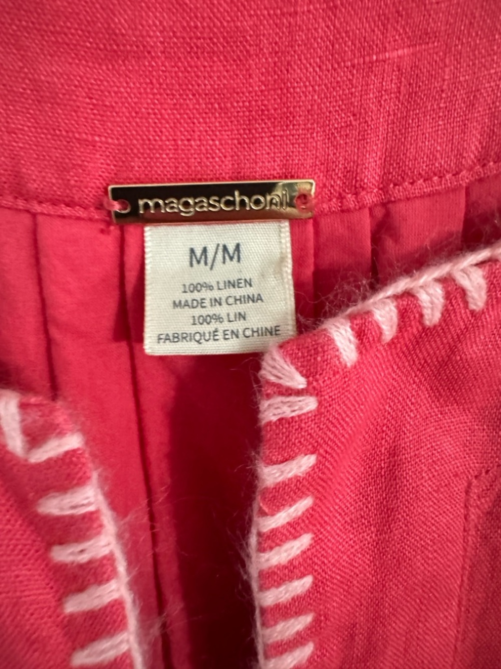 Magaschoni Poppy Stitch Finley Flutter Sleeve linen Dress size M - Picture 12 of 15